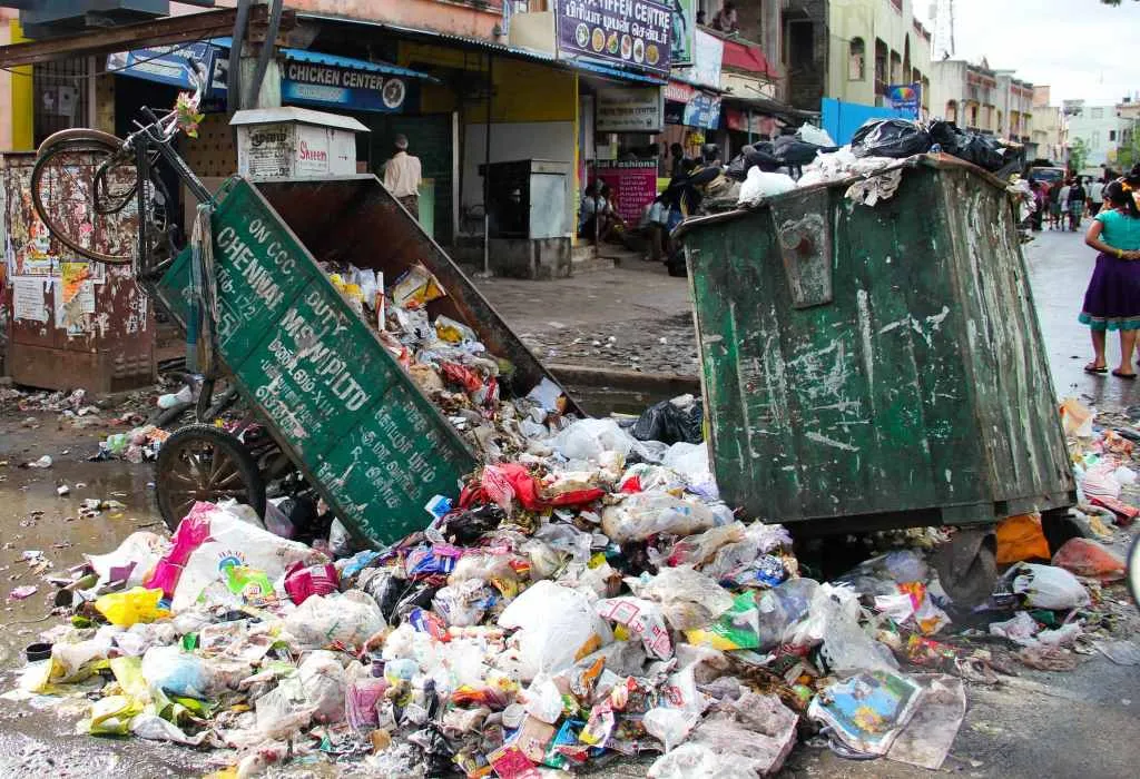 A scene outside the ever-crowded Kottur Market in Chennai