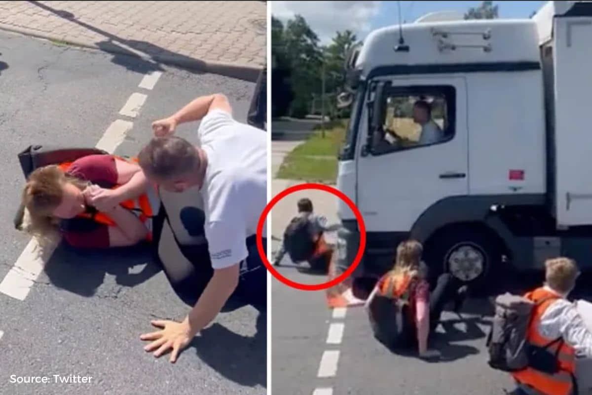 Video of climate protestors dragged off road in Germany