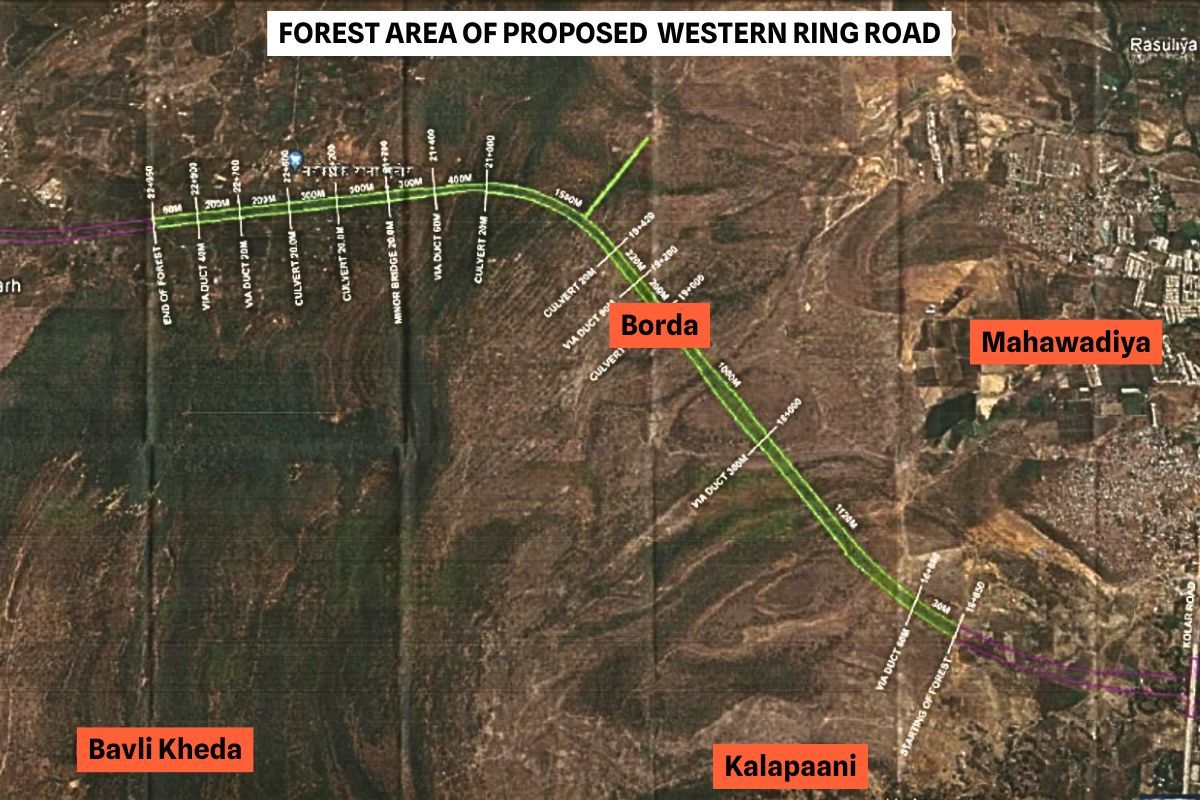 The part of the Western Bypass that will pass through the forest area