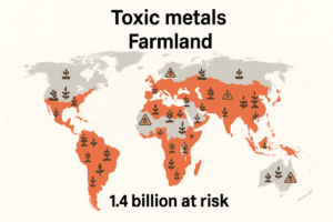 These are the areas where farmland is tainted by toxic metals