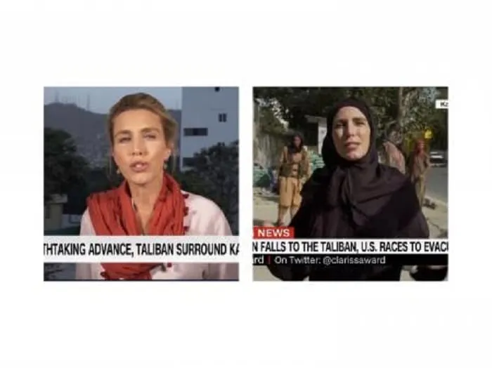 US female reporter wears hijab