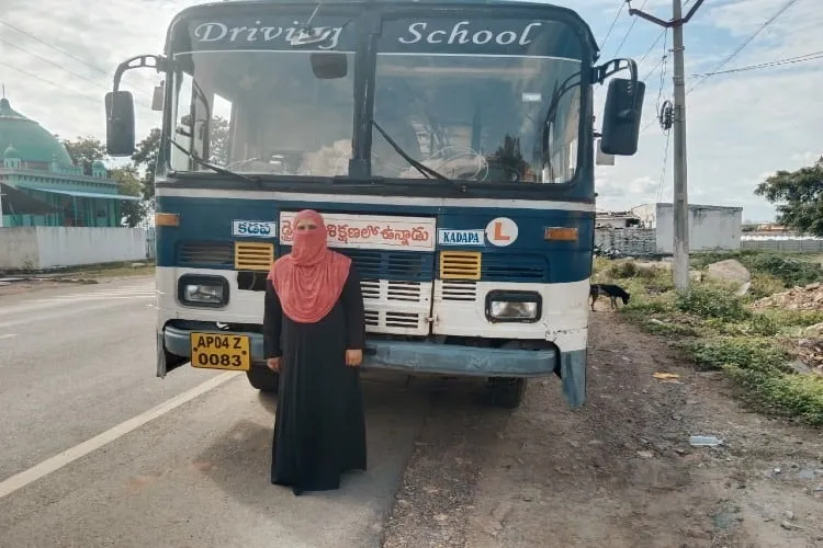 Nazina Begum first Muslim woman to drive a bus in Andhra Pradesh
