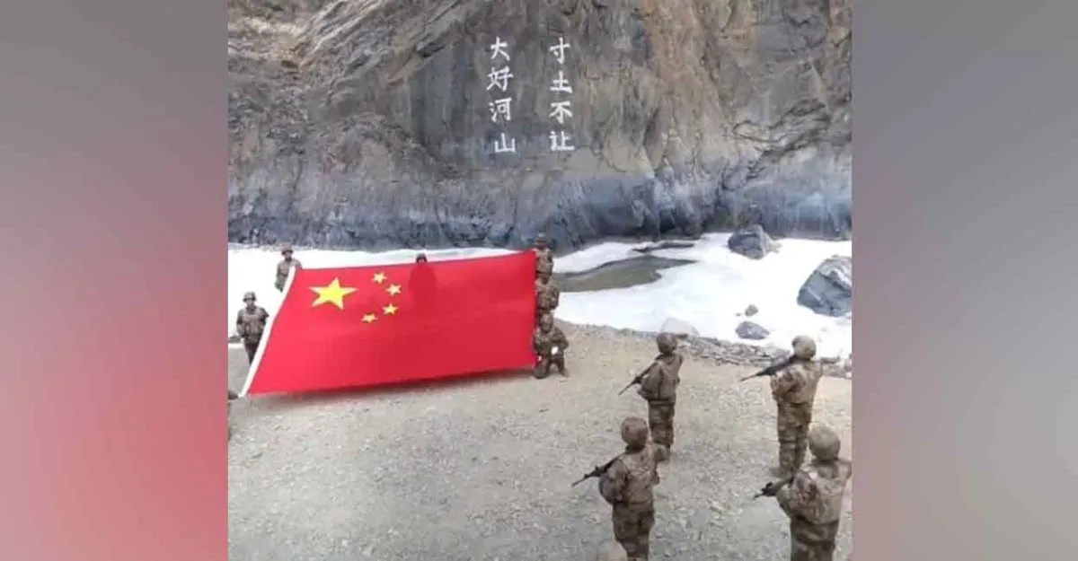 Chinese flag in Galwan Valley