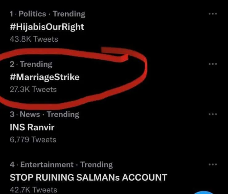 Why Marriage Strike is trending on Twitter?