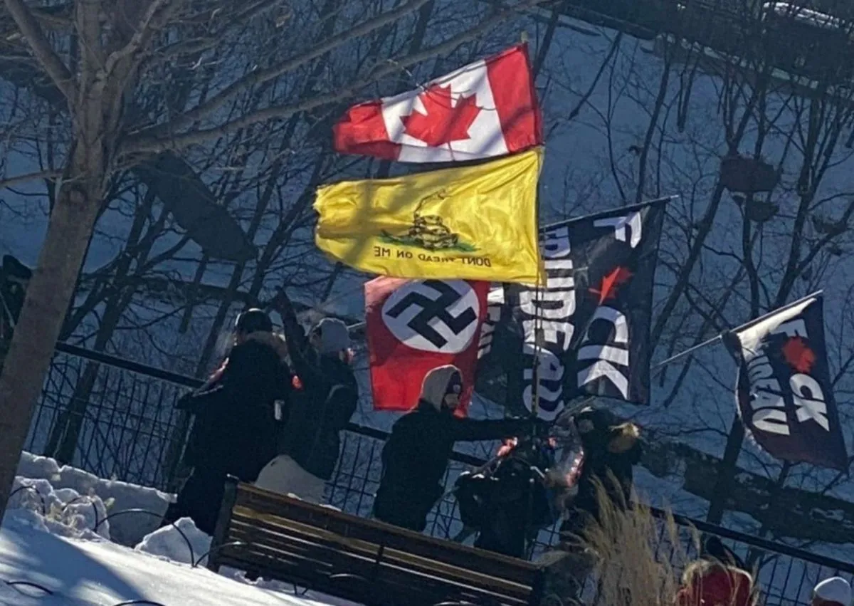 swastika flags in canada protest