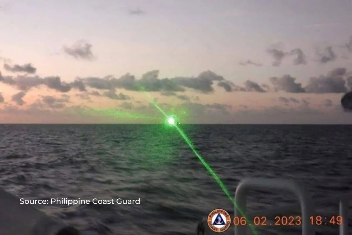 What is "military-grade laser light" that China used against philippine ship?