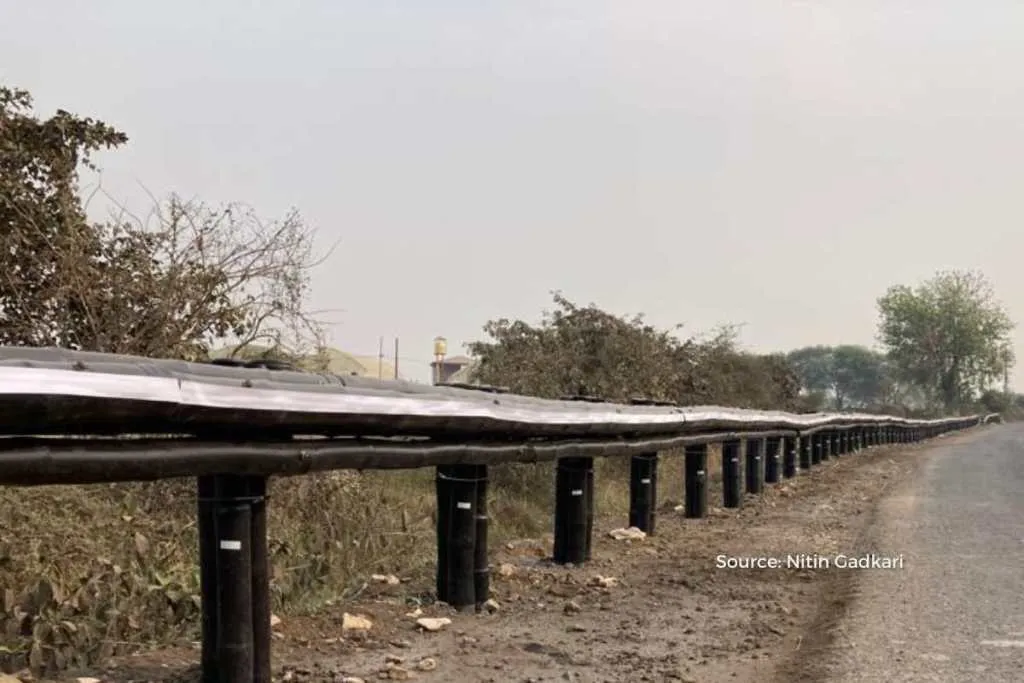 Bamboo car crash barrier installed in India
