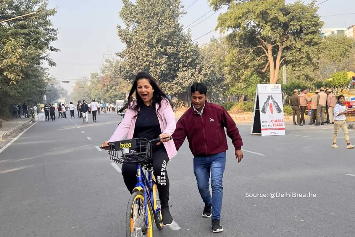 women cycling schools delhi