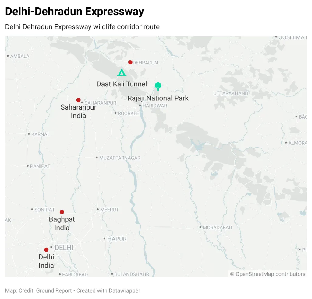 Delhi Dehradun Expressway 12 KM wildlife corridor map